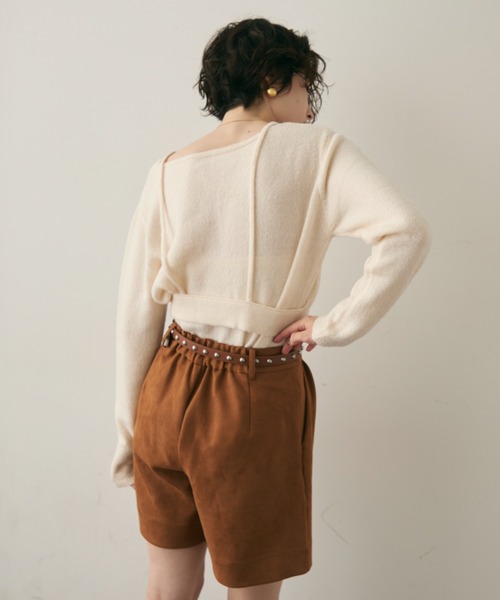 Trish（トリッシュ）の「天竺編みプルオーバー+ビスチェセット（ニット/セーター・レディース・ホワイト/ブラウン・MEDIUM）」の17枚目の写真