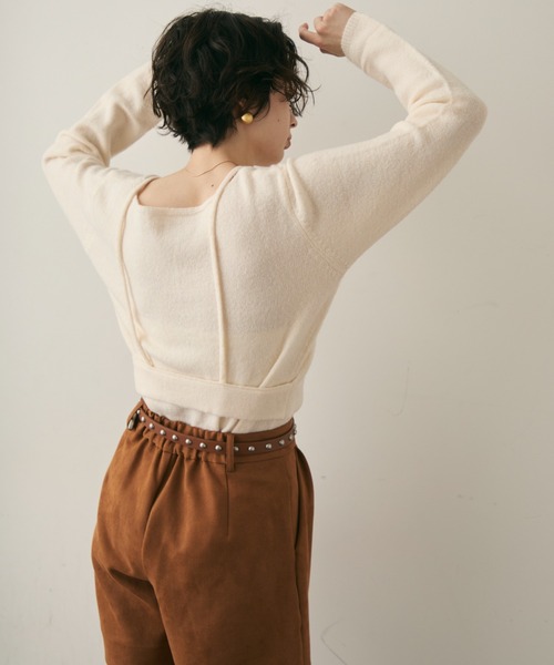 Trish（トリッシュ）の「天竺編みプルオーバー+ビスチェセット（ニット/セーター・レディース・ホワイト/ブラウン・MEDIUM）」の18枚目の写真