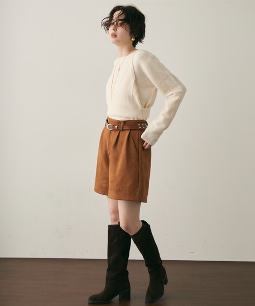 Trish（トリッシュ）の「天竺編みプルオーバー+ビスチェセット（ニット/セーター・レディース・ホワイト/ブラウン・MEDIUM）」の13枚目の写真