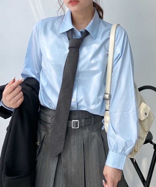 AS KNOW AS plus(アズノゥアズプラス)の「♪アソートデザイン サイドドロストリボンシャツ(シャツ/ブラウス・レディース・サックスブルー/ブラック系/アイボリー系・FREE)」の17枚目の写真