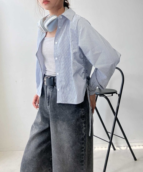 AS KNOW AS plus(アズノゥアズプラス)の「♪アソートデザイン サイドドロストリボンシャツ(シャツ/ブラウス・レディース・サックスブルー/ブラック系/アイボリー系・FREE)」の20枚目の写真