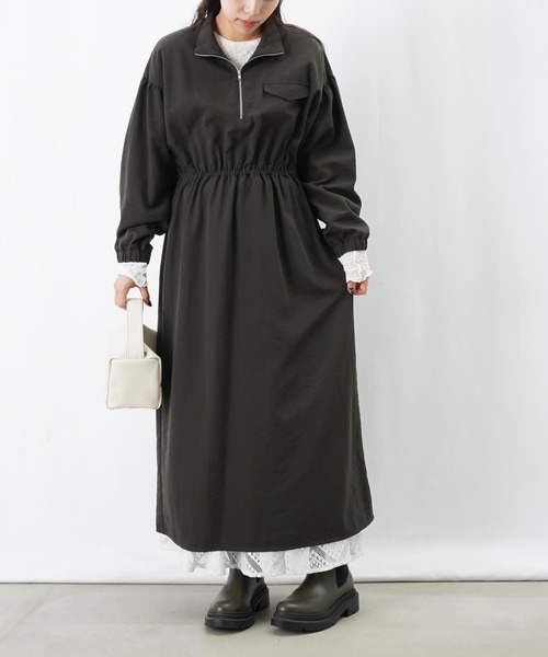 LUCA/LADY LUCK LUCA（ルカ/レディラックルカ）の「LC/LLL ハイネックZIPワンピース（ワンピース・レディース・マスタード/チャコールグレー/ブラック・FREE）」の3枚目の写真