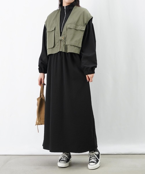 LUCA/LADY LUCK LUCA（ルカ/レディラックルカ）の「LC/LLL ハイネックZIPワンピース（ワンピース・レディース・マスタード/チャコールグレー/ブラック・FREE）」の15枚目の写真