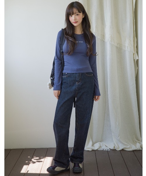 muahmuah(ムーアムーア)の「A'GEM/9 × .kom 『muah muah/ムーアムーア』 SOFT RAGLAN NAPPING T-SHIRT/ラグラン 起毛長袖Tシャツ(Tシャツ/カットソー・レディース・ホワイト/ブルー/ブラック/グレー・FREE)」の12枚目の写真