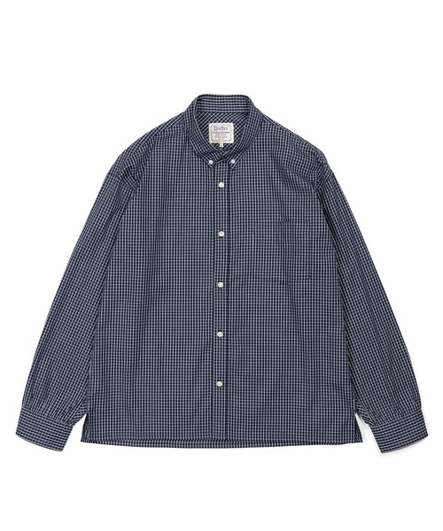 The DUFFER of ST.GEORGE（ザダファーオブセントジョージ）の「OXFORD TATTERSALL BOX SHIRT：オックス タッターソール ボックスシルエットシャツ（シャツ/ブラウス・メンズ・ネイビー/ホワイト・X-LARGE/LARGE/MEDIUM）」の6枚目の写真