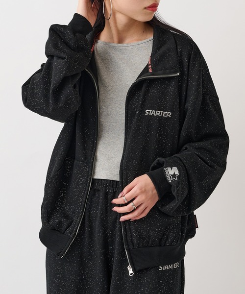 STARTER(スターター)の「【STARTER】ラメプリント裏毛トラックジャケット ST-STG077(その他アウター・レディース・ブラック/ブラウン・M/L)」の1枚目の写真