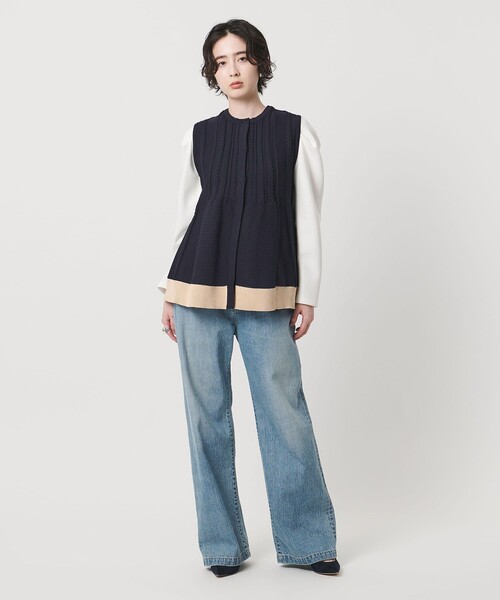 スカラップ　ノースリーブ　ニットベスト ユナイテッドアローズ ブラック 楽天市場】BY スカラップカラーノースリーブニットо