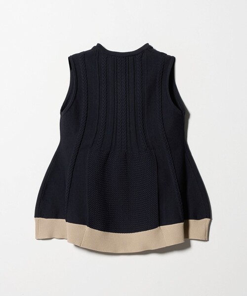 セール】ケーブル ペプラム ノースリーブ ニット ベスト