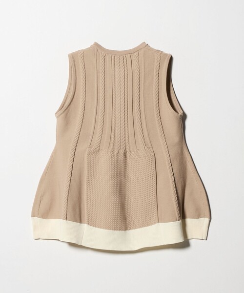 セール】ケーブル ペプラム ノースリーブ ニット ベスト
