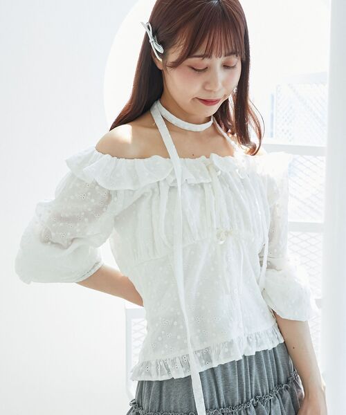 MAJESTIC LEGON(マジェスティックレゴン)の「チョーカー付き2wayブラウス(シャツ/ブラウス・レディース・ブラウン系その他2/オフホワイト・MEDIUM)」の7枚目の写真