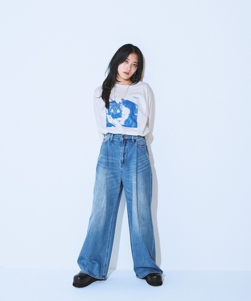 JEANASIS（ジーナシス）の「アソートレトログラフィックプリントロンTEE/608897（Tシャツ/カットソー・レディース・ダークグリーン/ホワイト×ブルー/ホワイト系その他・FREE）」の22枚目の写真