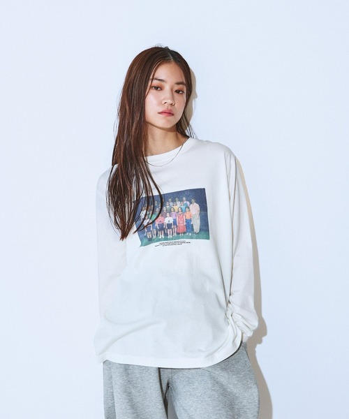 JEANASIS（ジーナシス）の「アソートレトログラフィックプリントロンTEE/608897（Tシャツ/カットソー・レディース・ダークグリーン/ホワイト×ブルー/ホワイト系その他・FREE）」の8枚目の写真