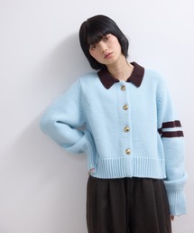 アダムエロペ　ADAM ET ROPE 厚手カーディガン　サックス(水色) ADAM ET ROPE'（アダムエロペ）｜カーディガン/ボレロ（ブルー系