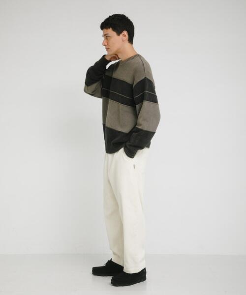 URBAN RESEARCH Sonny Label(アーバンリサーチサニーレーベル)の「ピグメントパネルボーダーニット(ニット/セーター・メンズ・ブラック/ネイビー・MEDIUM/LARGE)」の3枚目の写真