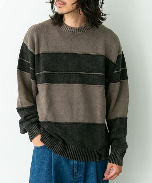 URBAN RESEARCH Sonny Label(アーバンリサーチサニーレーベル)の「ピグメントパネルボーダーニット(ニット/セーター・メンズ・ブラック/ネイビー・MEDIUM/LARGE)」の5枚目の写真