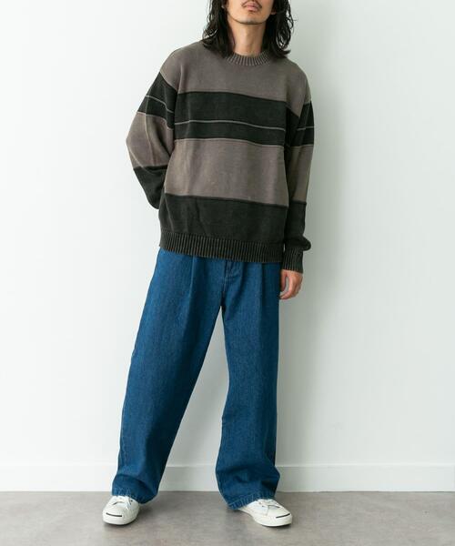 URBAN RESEARCH Sonny Label(アーバンリサーチサニーレーベル)の「ピグメントパネルボーダーニット(ニット/セーター・メンズ・ブラック/ネイビー・MEDIUM/LARGE)」の8枚目の写真