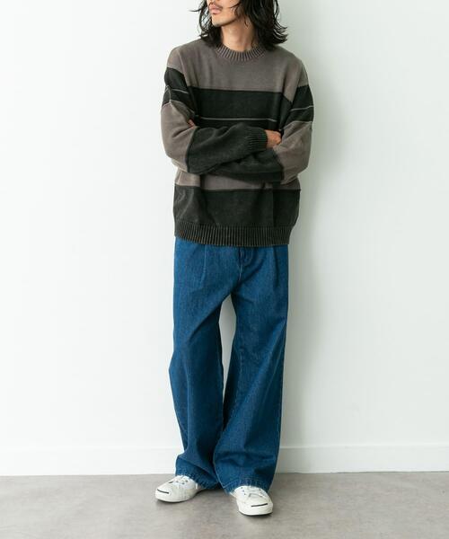 URBAN RESEARCH Sonny Label(アーバンリサーチサニーレーベル)の「ピグメントパネルボーダーニット(ニット/セーター・メンズ・ブラック/ネイビー・MEDIUM/LARGE)」の9枚目の写真