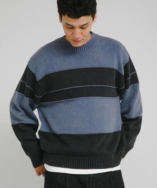 URBAN RESEARCH Sonny Label(アーバンリサーチサニーレーベル)の「ピグメントパネルボーダーニット(ニット/セーター・メンズ・ブラック/ネイビー・MEDIUM/LARGE)」の18枚目の写真