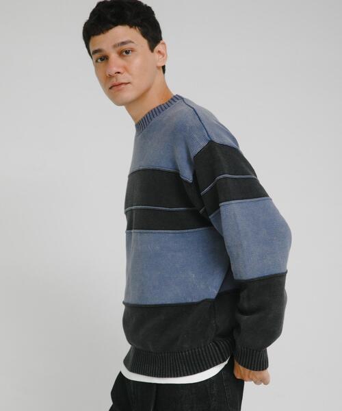 URBAN RESEARCH Sonny Label(アーバンリサーチサニーレーベル)の「ピグメントパネルボーダーニット(ニット/セーター・メンズ・ブラック/ネイビー・MEDIUM/LARGE)」の19枚目の写真