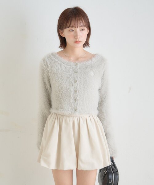 mline（エムライン）の「[mline]刺繍フェザーカーディガン（カーディガン/ボレロ・レディース・ピンク/グレー/ブラック/アイボリー・FREE）」の3枚目の写真