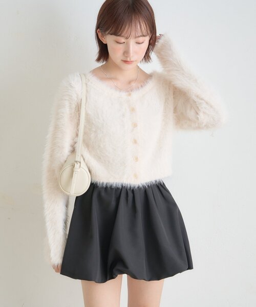 mline（エムライン）の「[mline]刺繍フェザーカーディガン（カーディガン/ボレロ・レディース・ピンク/グレー/ブラック/アイボリー・FREE）」の4枚目の写真