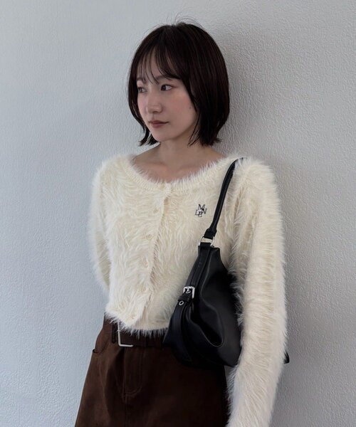 mline（エムライン）の「[mline]刺繍フェザーカーディガン（カーディガン/ボレロ・レディース・ピンク/グレー/ブラック/アイボリー・FREE）」の2枚目の写真