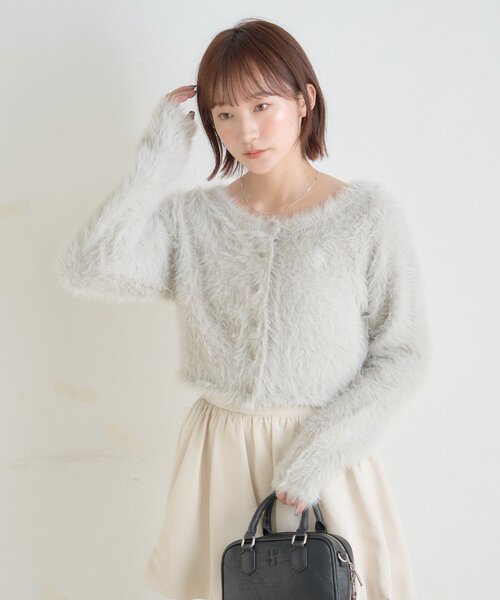 mline（エムライン）の「[mline]刺繍フェザーカーディガン（カーディガン/ボレロ・レディース・ピンク/グレー/ブラック/アイボリー・FREE）」の11枚目の写真