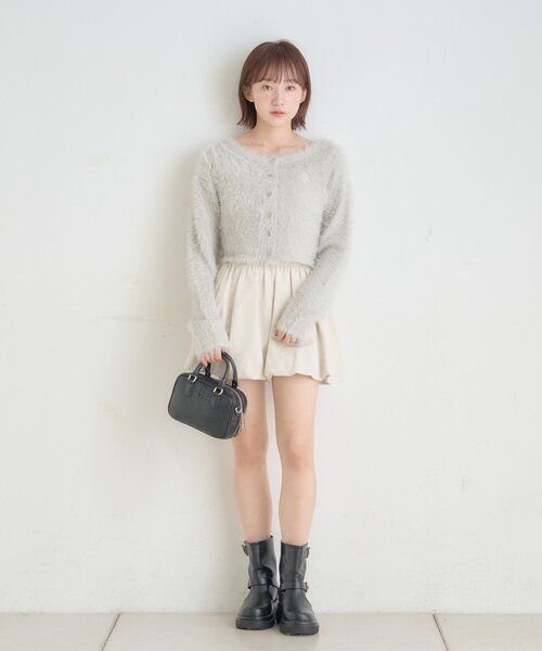 mline（エムライン）の「[mline]刺繍フェザーカーディガン（カーディガン/ボレロ・レディース・ピンク/グレー/ブラック/アイボリー・FREE）」の7枚目の写真