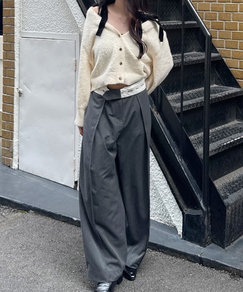 nemne store(ネンネストア)の「肩リボンカーディガン(カーディガン/ボレロ・レディース・ブラック/アイボリー・フリー)」の8枚目の写真