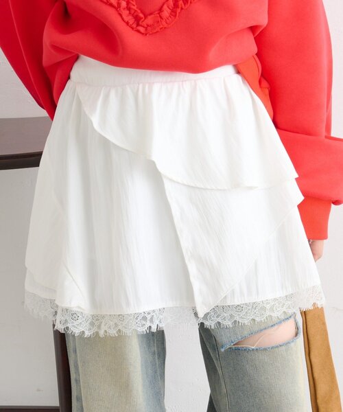 w closet（ダブルクローゼット）の「アシメティアードミニスカート（スカート・レディース・ブラック/オフホワイト/ネイビー/ブラウン・FREE）」の2枚目の写真