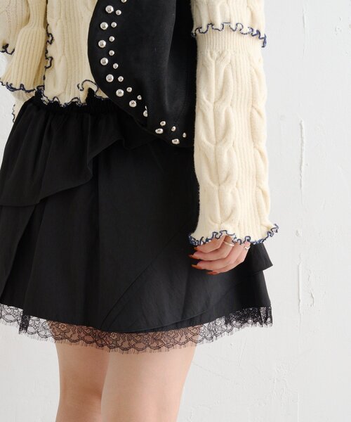 w closet（ダブルクローゼット）の「アシメティアードミニスカート（スカート・レディース・ブラック/オフホワイト/ネイビー/ブラウン・FREE）」の12枚目の写真