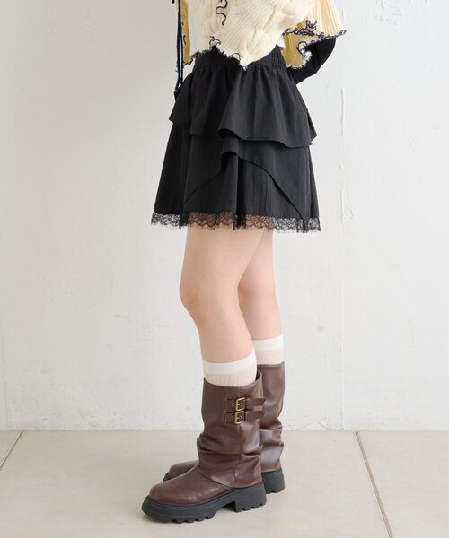 w closet（ダブルクローゼット）の「アシメティアードミニスカート（スカート・レディース・ブラック/オフホワイト/ネイビー/ブラウン・FREE）」の14枚目の写真