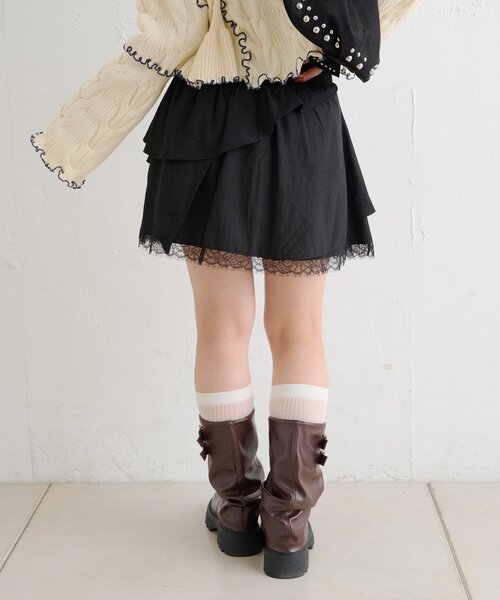 w closet（ダブルクローゼット）の「アシメティアードミニスカート（スカート・レディース・ブラック/オフホワイト/ネイビー/ブラウン・FREE）」の15枚目の写真