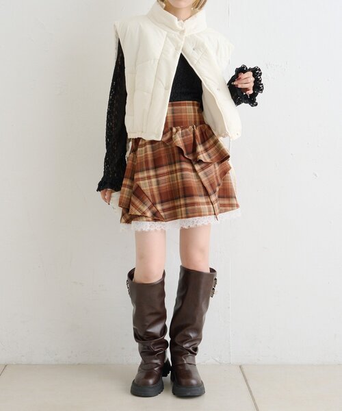 w closet（ダブルクローゼット）の「アシメティアードミニスカート（スカート・レディース・ブラック/オフホワイト/ネイビー/ブラウン・FREE）」の19枚目の写真