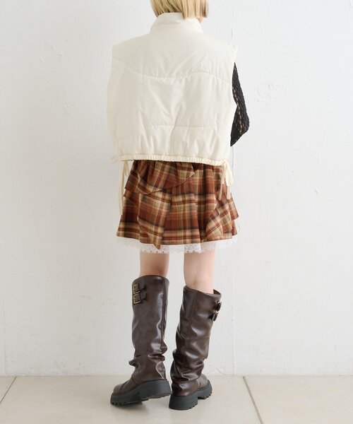 w closet（ダブルクローゼット）の「アシメティアードミニスカート（スカート・レディース・ブラック/オフホワイト/ネイビー/ブラウン・FREE）」の21枚目の写真