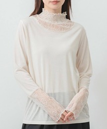 ジャガードトップス トップス 長袖 レディース 春 秋 冬 カジュアル かわいい おしゃれ きれいめ 袖あり レイヤード メロー始末 フリーサイズ