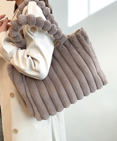 Miniministore(ミニミニストア)の「トートバッグ 秋冬 ファーバッグ 大容量(トートバッグ・レディース・ホワイト/ブラック/ベージュ/モカ・FREE)」の3枚目の写真
