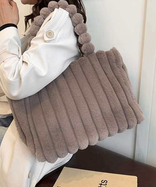 Miniministore(ミニミニストア)の「トートバッグ 秋冬 ファーバッグ 大容量(トートバッグ・レディース・ホワイト/ブラック/ベージュ/モカ・FREE)」の12枚目の写真
