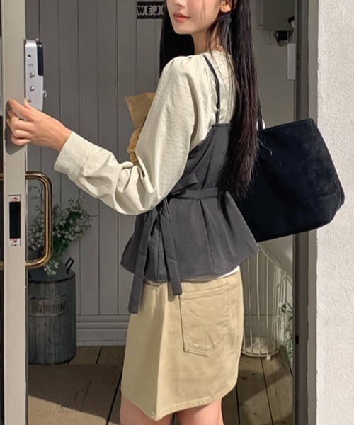 VIVID LADY（ビビッドレディー）の「２点セット シンプルブラウス＆キャミトップス アンサンブル（アンサンブル・レディース・ブラック/グレー・FREE）」の22枚目の写真