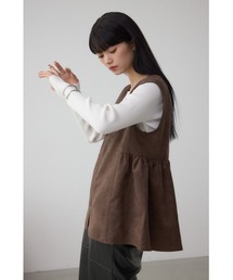 AZUL by moussy | Vネックスエードギャザーベスト(ベスト)