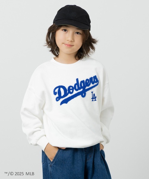 MLB(メジャーリーグベースボール)の「〈MLB〉刺繍ロゴ 裏起毛トレーナー(スウェット・キッズ・ホワイト/ブラウン/ブラック/グレー/クリーム・90cm/100cm/110cm/120cm/130cm/140cm/150cm/160cm)」の2枚目の写真