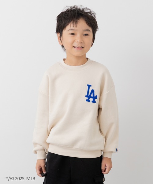 MLB(メジャーリーグベースボール)の「〈MLB〉刺繍ロゴ 裏起毛トレーナー(スウェット・キッズ・ホワイト/ブラウン/ブラック/グレー/クリーム・90cm/100cm/110cm/120cm/130cm/140cm/150cm/160cm)」の1枚目の写真