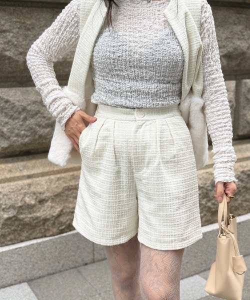 deux amour(ドゥーザムール)の「ツイードショートパンツ(その他パンツ・レディース・ホワイト/ブラック・MEDIUM)」の19枚目の写真