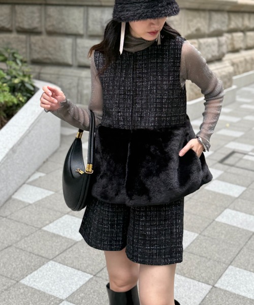 deux amour(ドゥーザムール)の「ツイードショートパンツ(その他パンツ・レディース・ホワイト/ブラック・MEDIUM)」の7枚目の写真