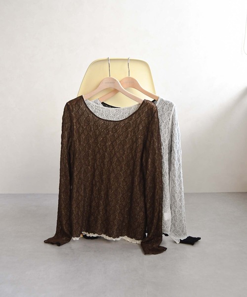 MISCH MASCH(ミッシュマッシュ)の「WEB限定 リバーシブル配色レーストップス(Tシャツ/カットソー・レディース・ブラウン系/ホワイト×ブラック・フリ-)」の16枚目の写真