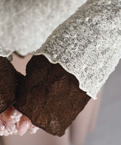 MISCH MASCH(ミッシュマッシュ)の「WEB限定 リバーシブル配色レーストップス(Tシャツ/カットソー・レディース・ブラウン系/ホワイト×ブラック・フリ-)」の11枚目の写真