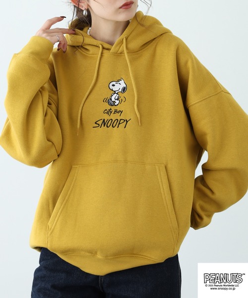 PEANUTS（ピーナッツ）の「PEANUTS 刺繍裏起毛プルパーカー（パーカー・レディース・ネイビー/マスタード/杢グレー/ブラック・S/M/L/LL/3L/4L）」の22枚目の写真