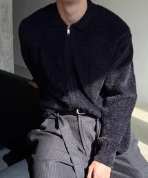 BENUSTA（ベヌスタ）の「A'GEM/9 × .kom 『BENUSTA/ベヌスタ』 Shaggy Zip-Up Cardigan/シャギージップアップカーディガン（カーディガン/ボレロ）」