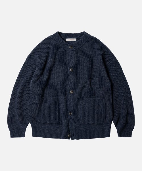 HEAVY WOOL ROUND CARDIGAN _ INDIGO