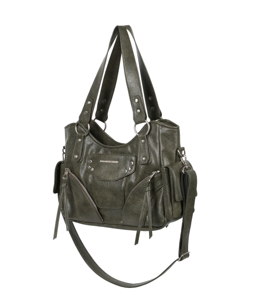 IUGAMAKARAS（イウガマカラス）の「Studded Leather Shoulder Bag (Khaki)（ショルダーバッグ・レディース・その他・FREE）」の11枚目の写真